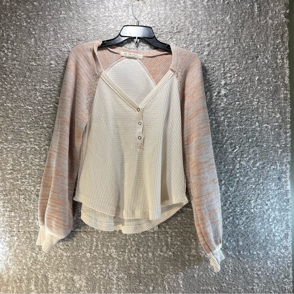 We The free Womem Small Sweater Cotton Blend puff sleeve